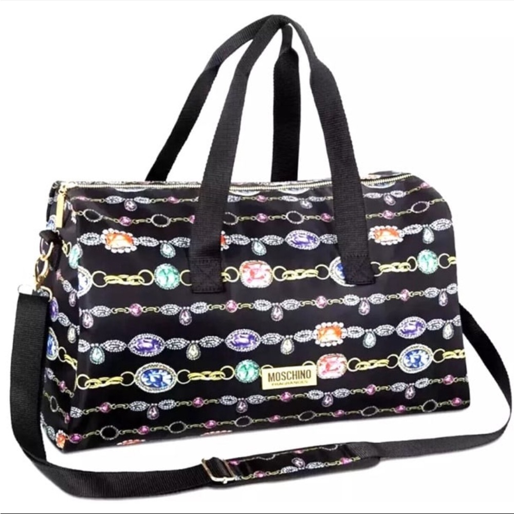 Moschino Black Travel Bags with Playful Eye Design